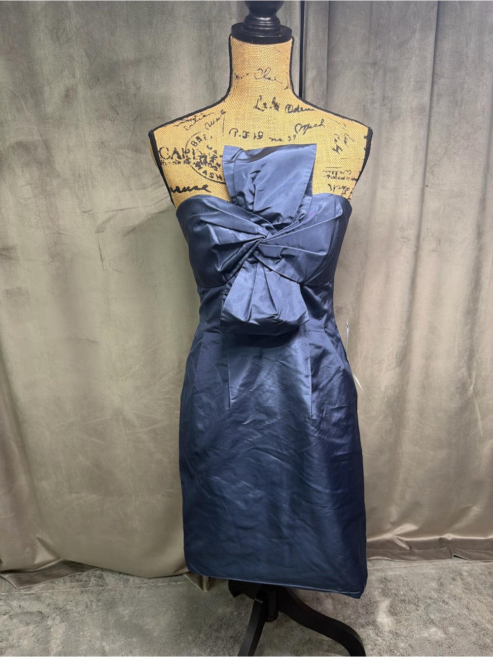 J-crew Strapless Navy Bow-Accent Cocktail Dress